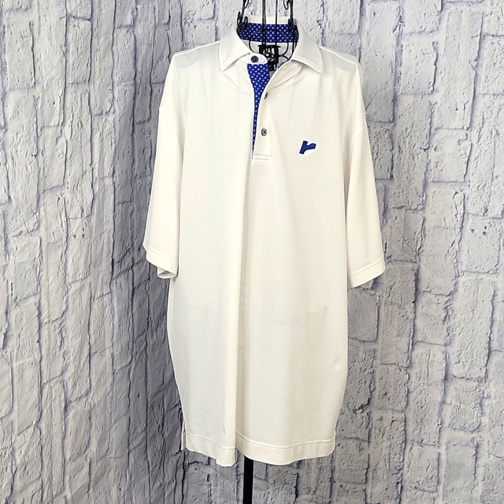 FOOTJOY 3 Button Men's White‎ Golf Polo Shirt Large